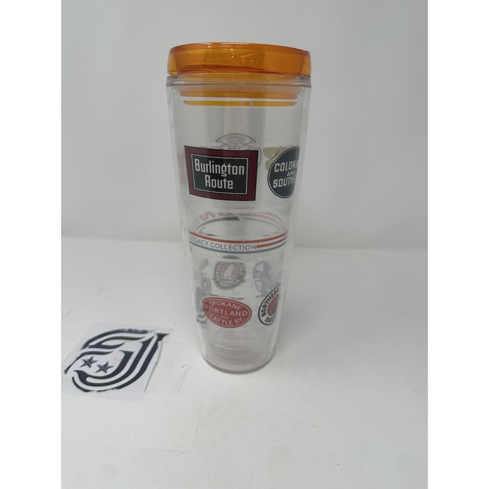 Tritan Tuff Insulated Tumbler Mens Womens 26oz Clear Orange Railroad Logos